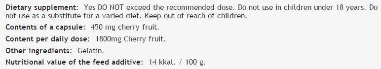 Tart Cherry 450 mg - 100 capsules - Nutra Best Europe