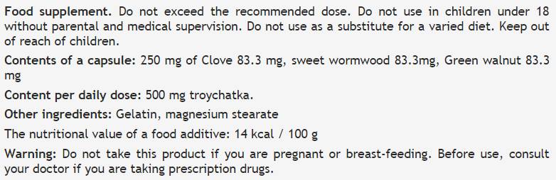 Troychatka 250 mg - 100 capsules - Nutra Best Europe