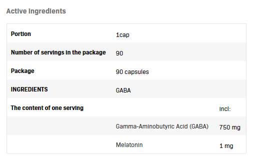 Gaba 750mg | with Melatonin 1 mg - 90 capsules - Nutra Best Europe