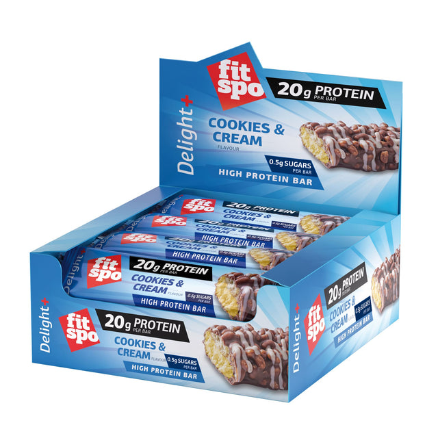 Delight+ Protein Bar Cookies and Cream - 12 x 60 grams - Nutra Best Europe