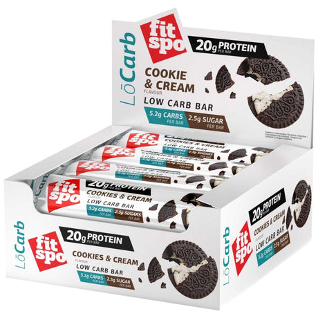 LoCarb Protein Bars | Keto Friendly Cookies & Cream - 12 x 60 grams - Nutra Best Europe