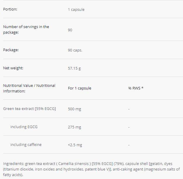 Green Tea | 55% EGCG - 90 capsules - Nutra Best Europe