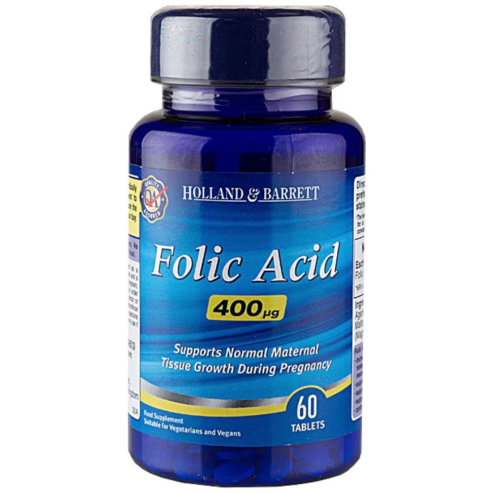 Folic Acid 400 mcg - 60 Tablets - Nutra Best Europe