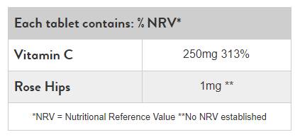 Vitamin C 250 mg | with Rose Hips - 100 Tablets - Nutra Best Europe