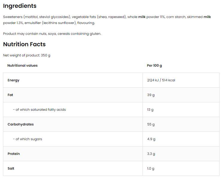 Creametto / Protein Spread / White Chocolate 350 grams - Nutra Best Europe