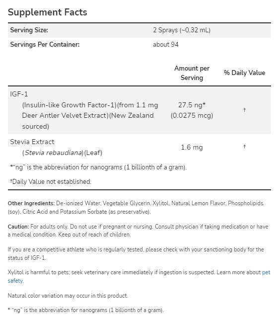 IGF-1 Liposomal Spray - 30 ml - Nutra Best Europe