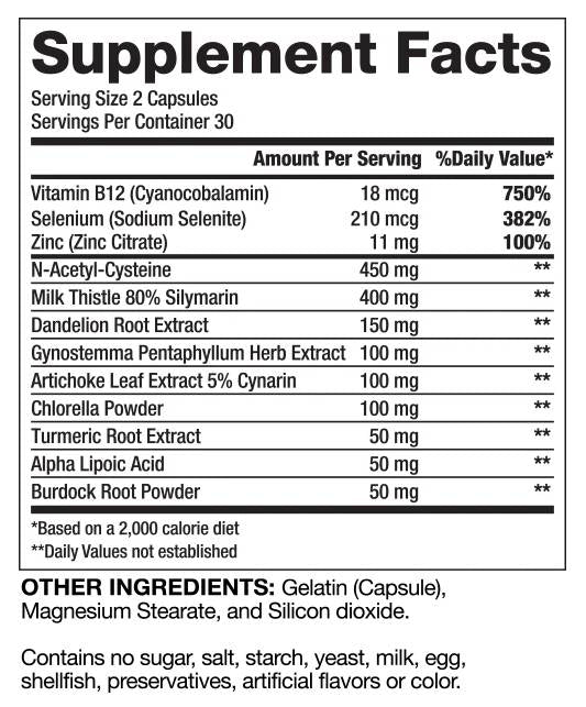 Proven Liver Dtox / Natural Detoxification 60 capsules - Nutra Best Europe