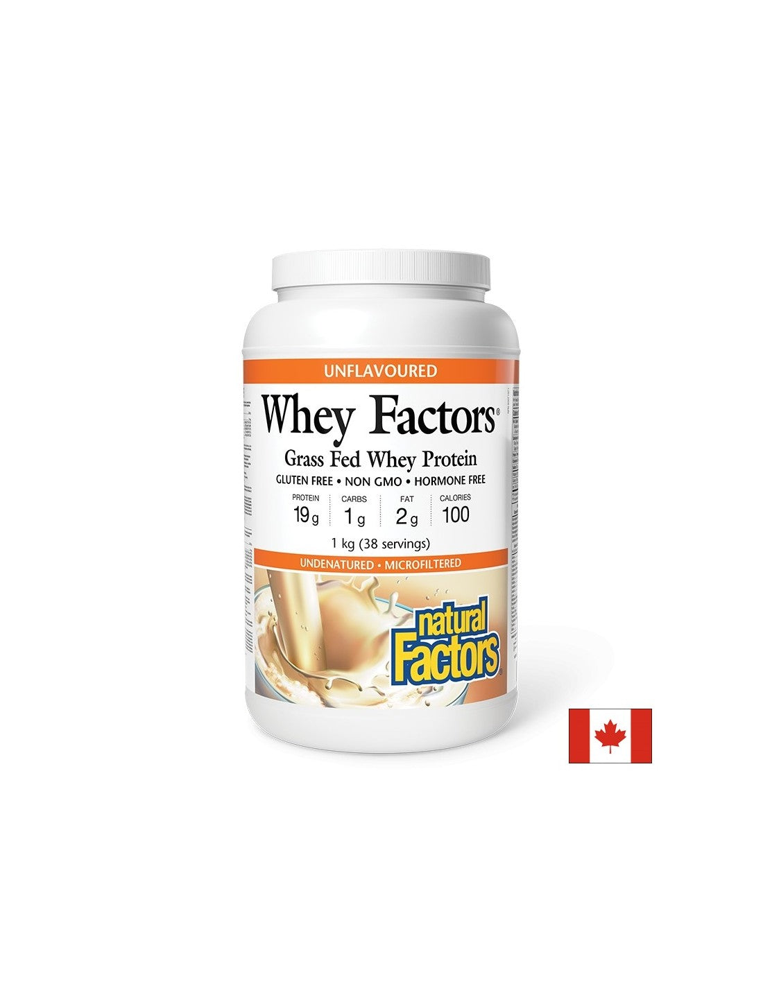 Whey Factors® Pure Whey Protein - Unflavored, for Muscle & Recovery, 1 kg Powder - Nutra Best Europe