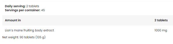 GOLD Lion's Mane 1000 - 90 Tablets - Nutra Best Europe