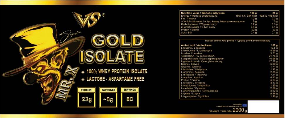 Mr. X Gold Isolate | Whey Protein Isolate - 2000 grams - Nutra Best Europe