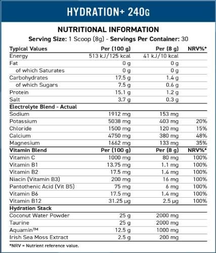 Hydration+ | Electrolyte & Vitamin Powder - 240 grams - Nutra Best Europe