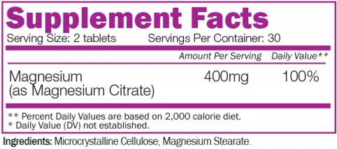 Magnesium Citrate 400 mg - 60 Tablets - Nutra Best Europe