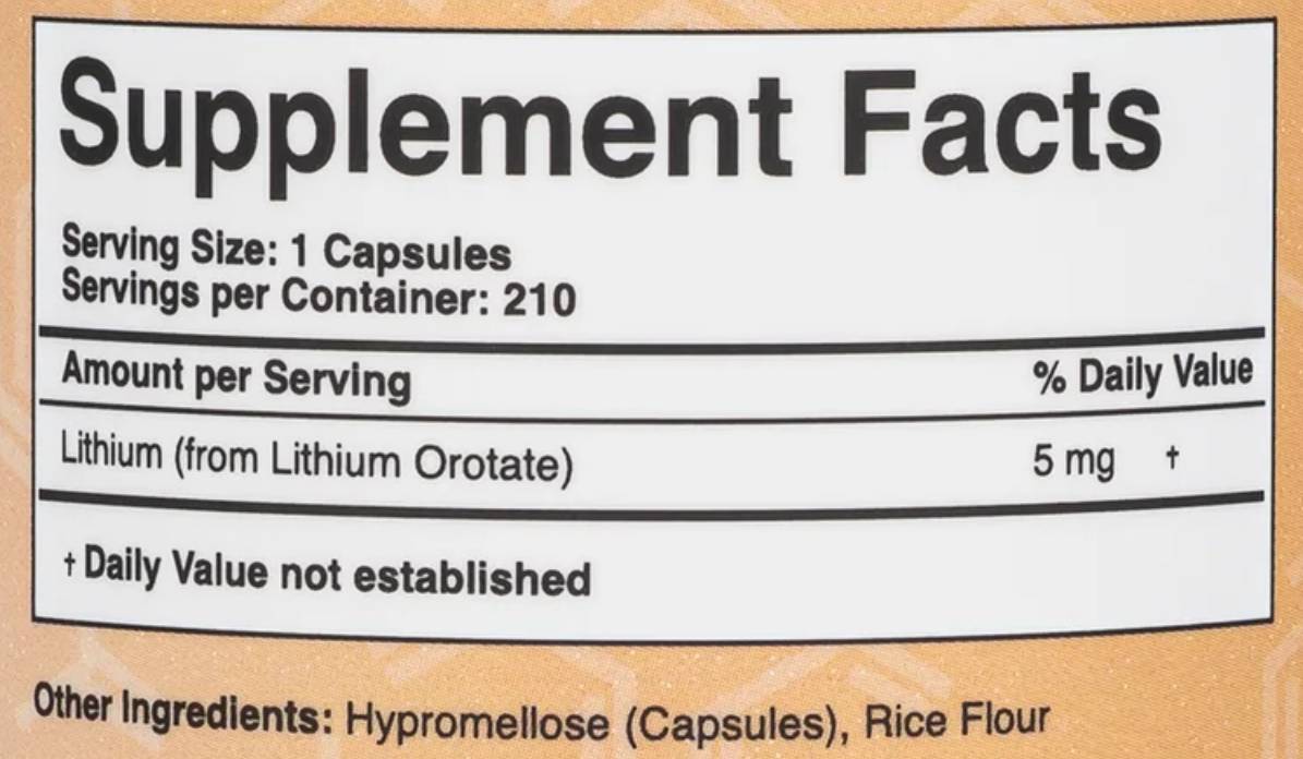 Lithium Orotate 5 mg - 210 capsules - Nutra Best Europe