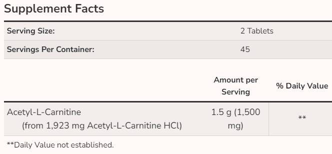 Acetyl L-Carnitine 750 mg - 90 Tablets - Nutra Best Europe