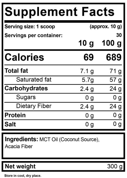 MCT Oil Powder - 300 grams - Nutra Best Europe