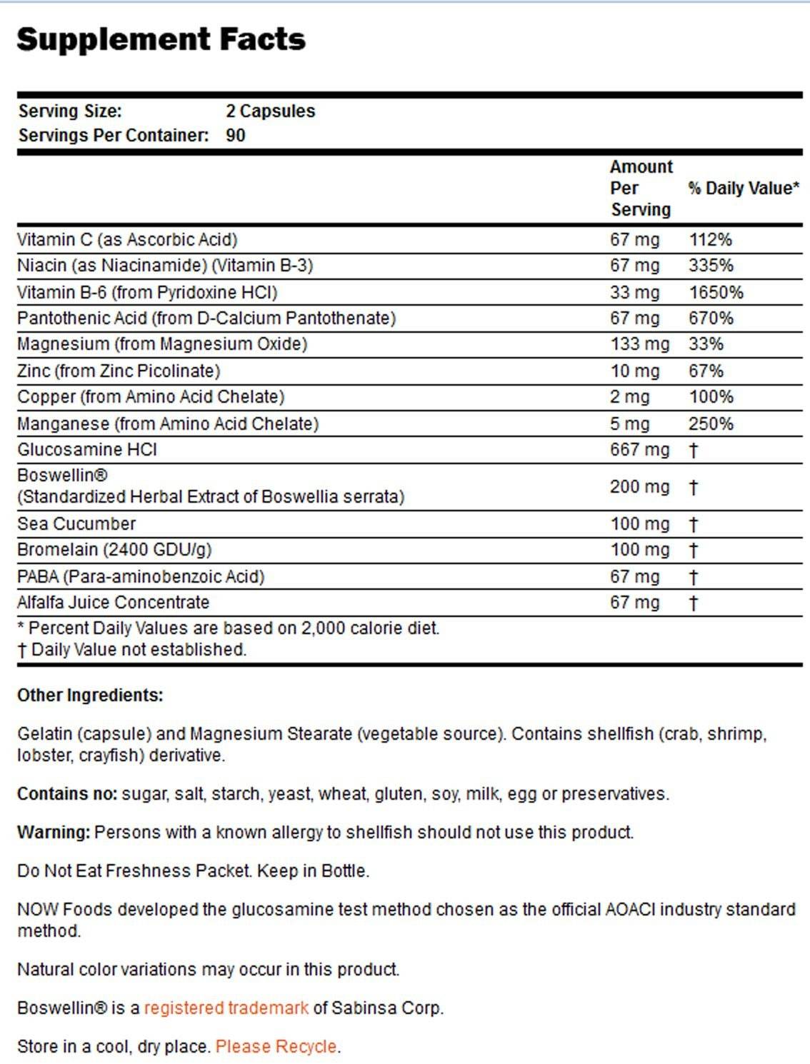 Joint Support | With Glucosamine, Boswellin and Sea Cucumber - 90 capsules - Nutra Best Europe