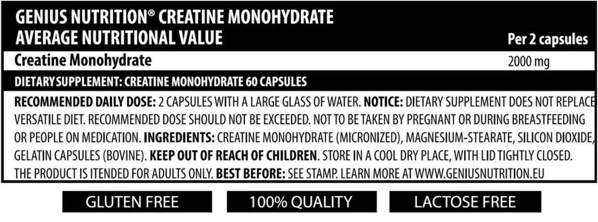 Creatine 60 Mega Caps - 60 capsules - Nutra Best Europe