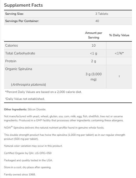 Spirulina 1000 mg - 120 Tablets - Nutra Best Europe