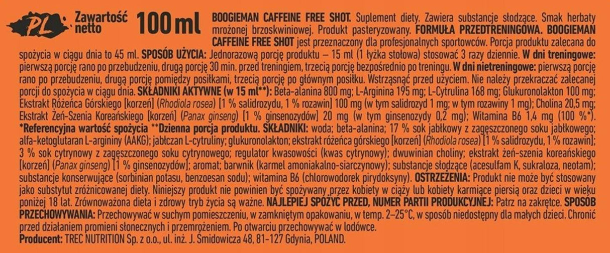 Boogieman Shot | Caffeine Free Pre-Workout - 100 ml - Nutra Best Europe