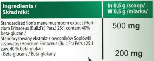 Lion's Mane Powder 25:1 500 mg - 30 grams - Nutra Best Europe