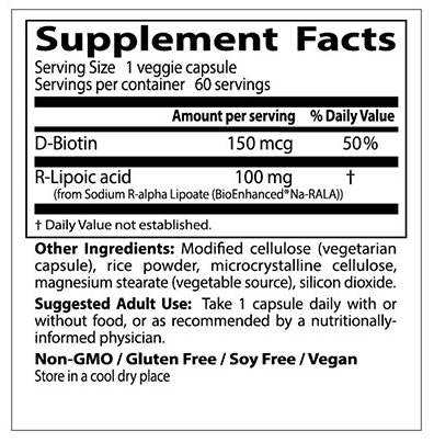 BEST R-Lipoic Acid / Stabilized NA-R-ALA 100 mg - 60 capsules - Nutra Best Europe