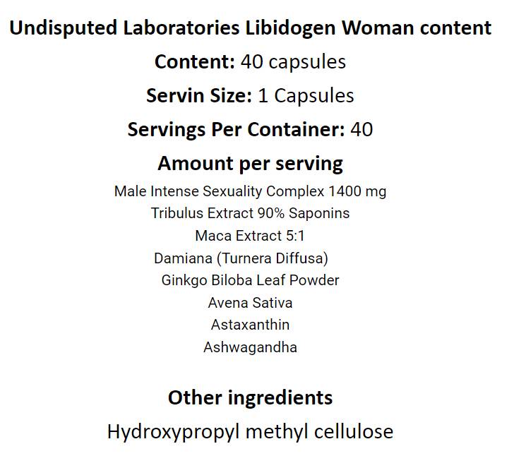 Libidogenic Woman | with Maca & Damiana - 40 capsules - Nutra Best Europe