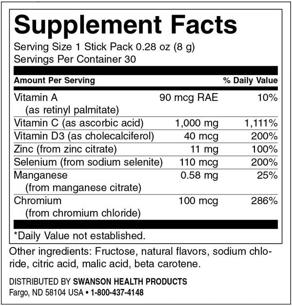 Immunity Assist with C Plus Vitamin D and Zinc | Citrus Flavor 30 Packs - Nutra Best Europe