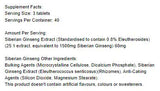 Siberian Ginseng 1500 mg - 120 Tablets - Nutra Best Europe