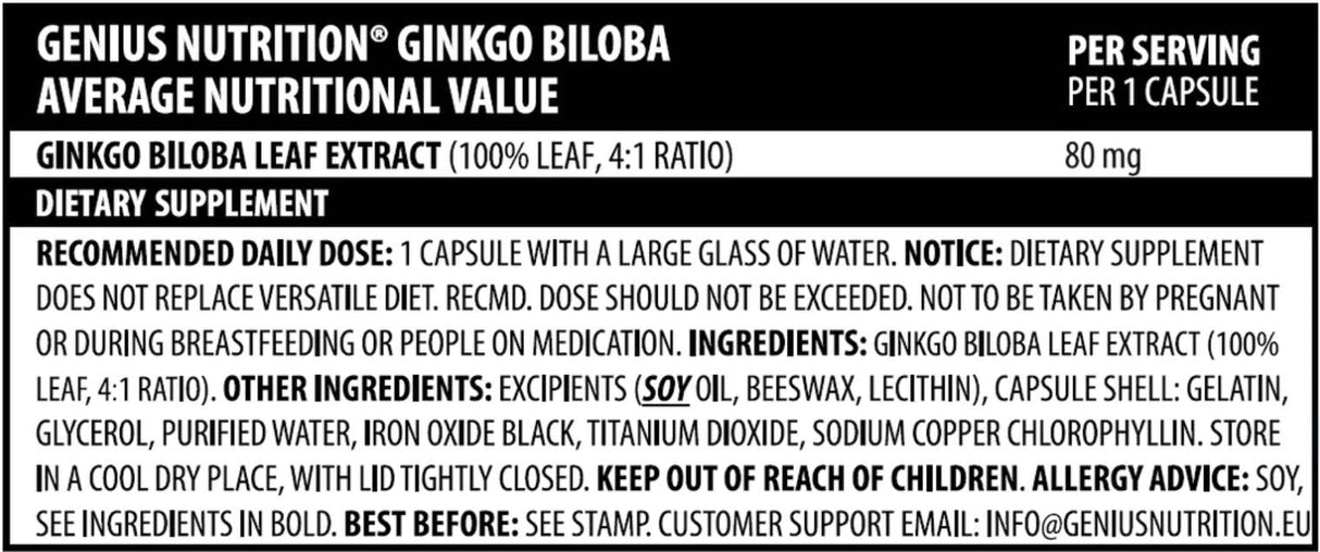 Ginkgo Biloba - 60 capsules - Nutra Best Europe