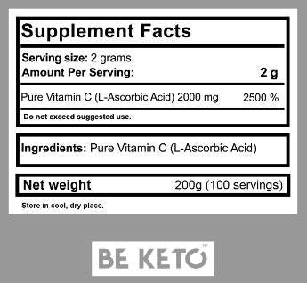 Vitamin C 100% Powder - 200 grams - Nutra Best Europe