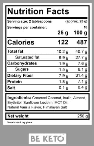 Keto Cream | Almond & Vanilla + MCT - 250 grams - Nutra Best Europe