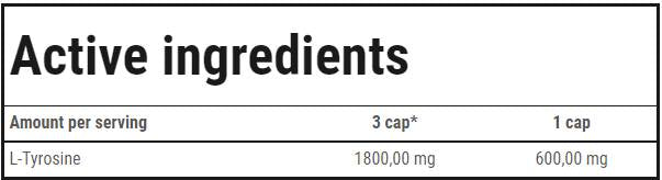 Tyrosine 600 - 60 capsules - Nutra Best Europe