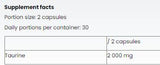 Taurine Caps 1000 mg - 60 capsules - Nutra Best Europe