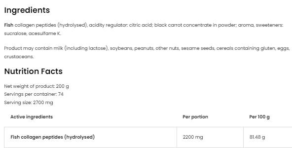 Marine Collagen / Hydrolyzed Fish Collagen Powder 200 grams - Nutra Best Europe