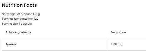 Taurine 1500 120 capsules - Nutra Best Europe