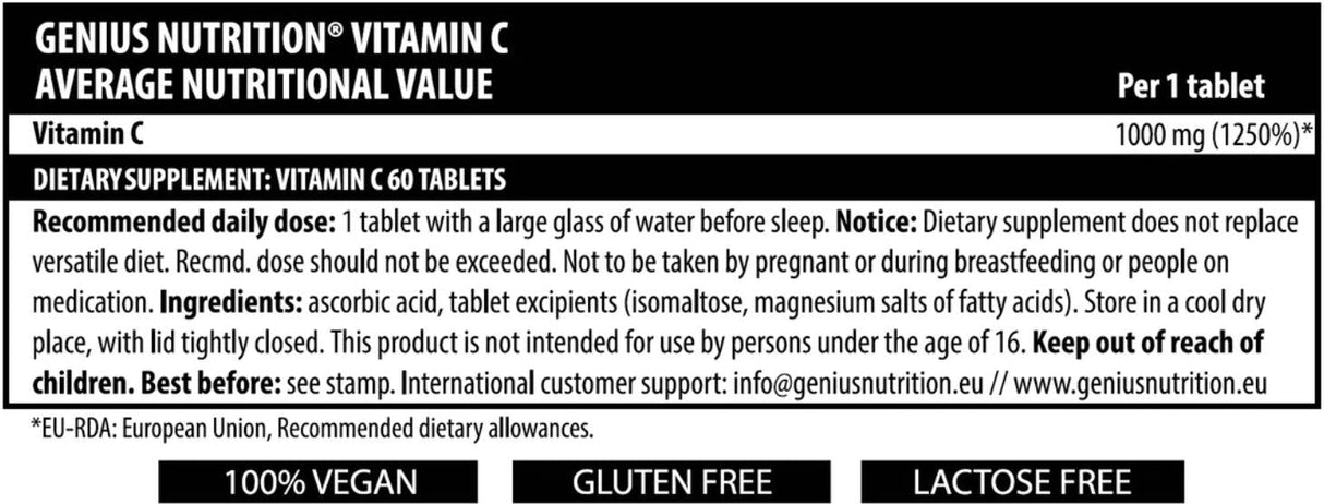 Vitamin C - 60 Tablets - Nutra Best Europe