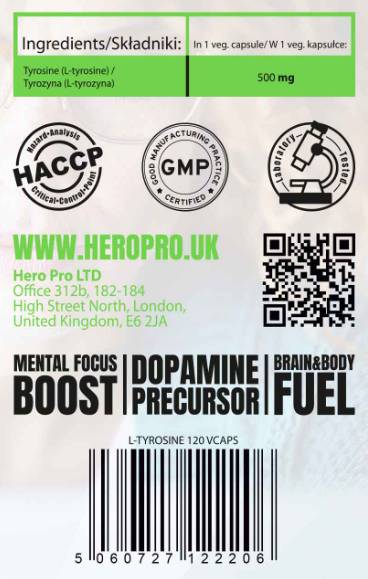 L-Tyrosine 500 mg - 120 capsules - Nutra Best Europe