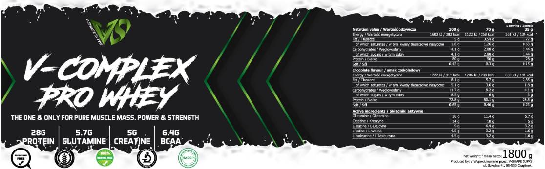 V-Complex Pro Whey | Whey Protein Concentrate with BCAA 1800 grams - Nutra Best Europe