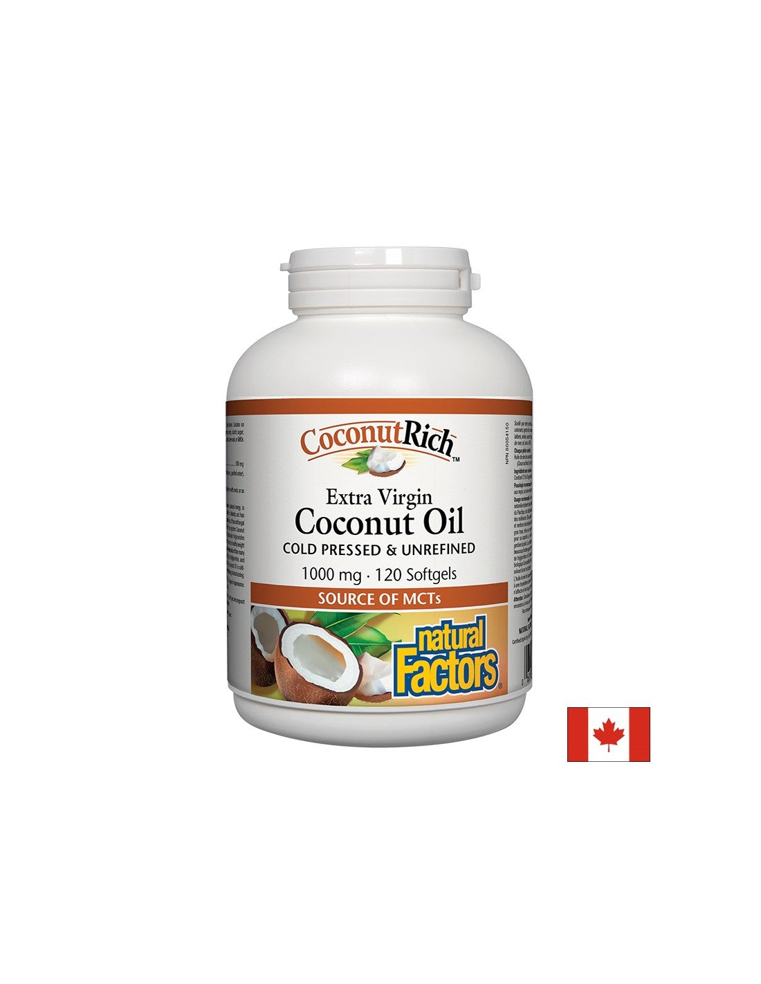 Coconut Oil Extra Virgin 1000 mg - 120 Gel capsules - Nutra Best Europe