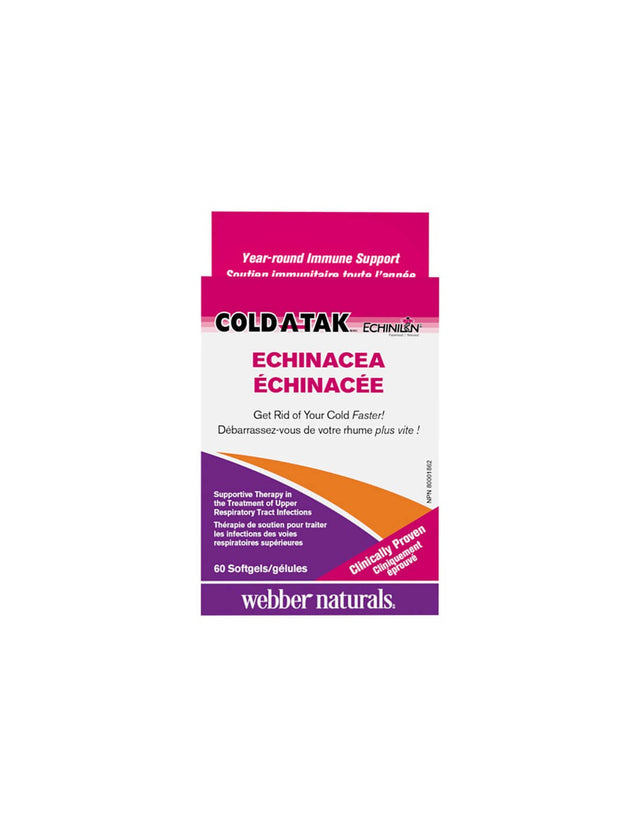 Cold-A-Tak® Ehinacea - Echinacea, 250 mg - For colds and flu, 60 softgel capsules - Nutra Best Europe