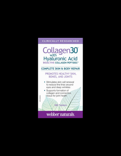 Collagen30® with Hyaluronic Acid / Collagen (bioactive collagen peptides) with hyaluronic acid, 180 tablets Webber Naturals - Nutra Best Europe
