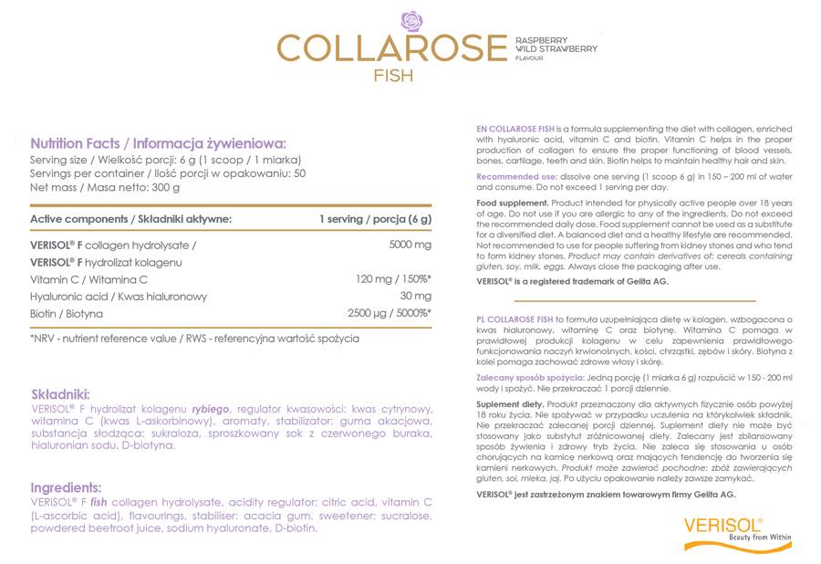AllDeynn | CollaRose Fish - Marine Collagen with Hyaluronic Acid - 300 grams - Nutra Best Europe