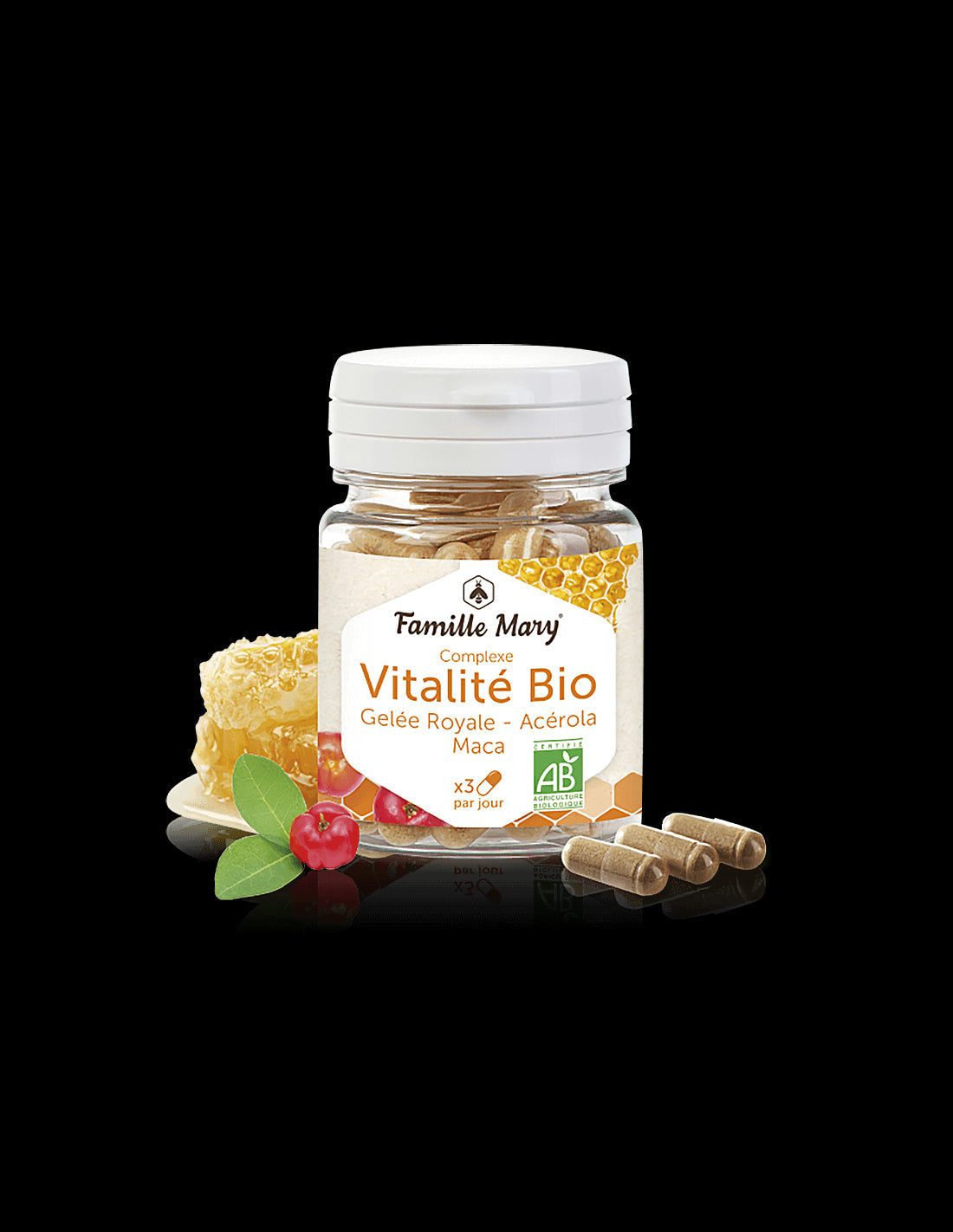Vitality and energy - Bio vital complex with maca, royal jelly and acerola - Complexe vitalite Bio, 60 capsules - Nutra Best Europe