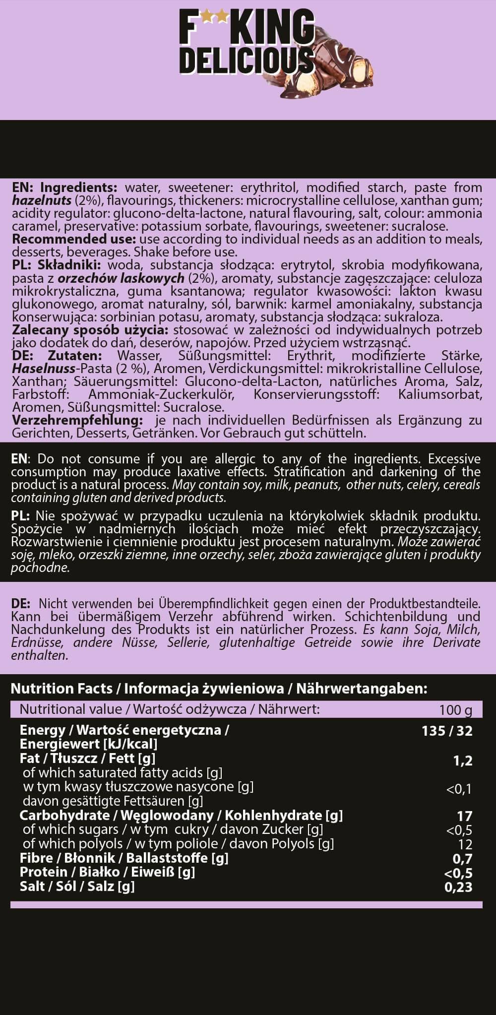 F**King Delicious Sauce - Different Flavors - 540 ml - Nutra Best Europe