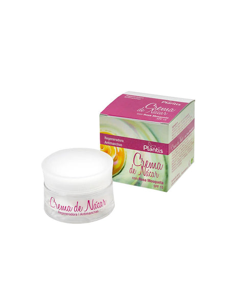 Face cream with rose hips and pearl powder (protection factor 15) - Crema de Nácar con Rosa Mosqueta SPF 15 Plantis®, 50 ml Artesania - Nutra Best Europe