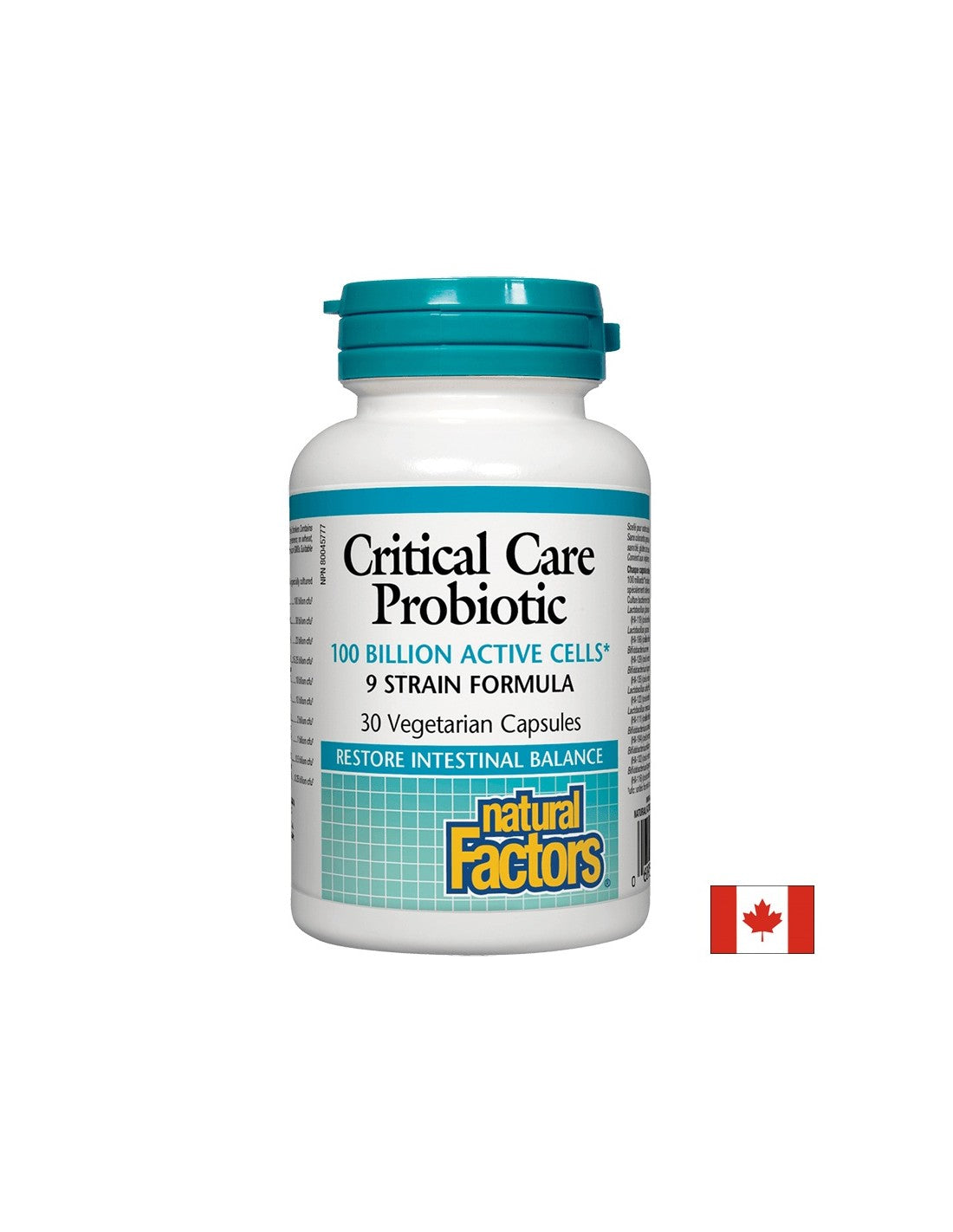 Critical Care Probiotic 100 Billion Active Cells, 9 Strain Formula - 30 capsules - Nutra Best Europe