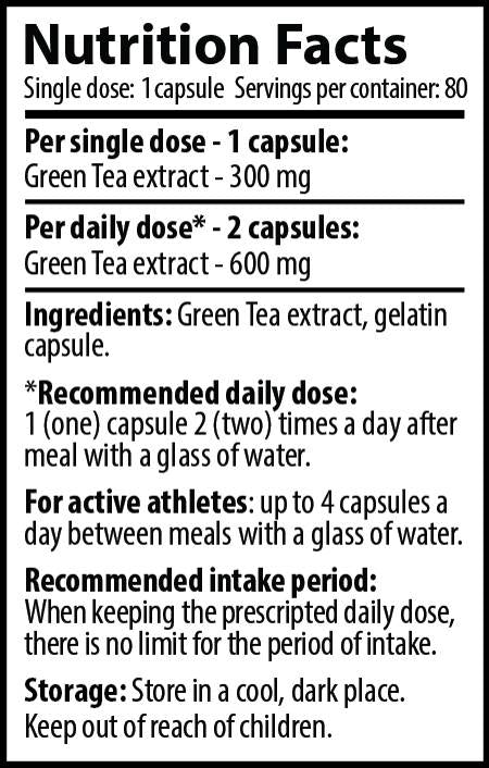 Green Tea Caps 80 capsules - Nutra Best Europe