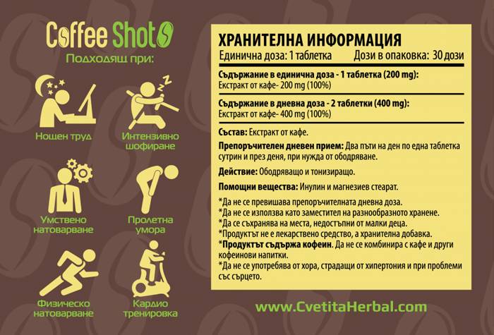 Coffee Shot 30 capsules - Nutra Best Europe