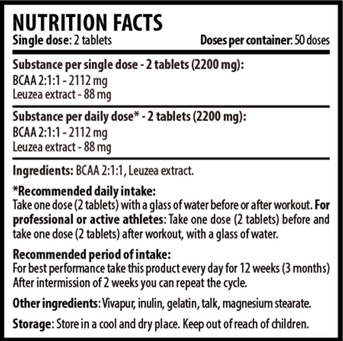 Spartan Force BCAA Leuzea 100 Tablets - Nutra Best Europe