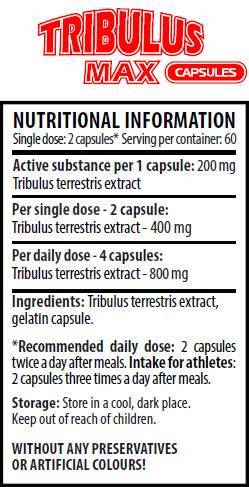 Tribulus Max Caps 200 mg 120 capsules - Nutra Best Europe
